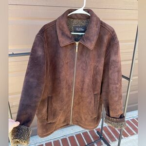 Chocolate brown suede jacket. Tagged XXL, in excellent condition